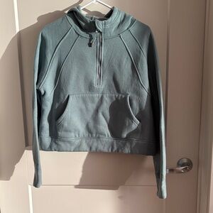 Half-Zip Hooded Pullover Sweatshirt - Dusty Teal